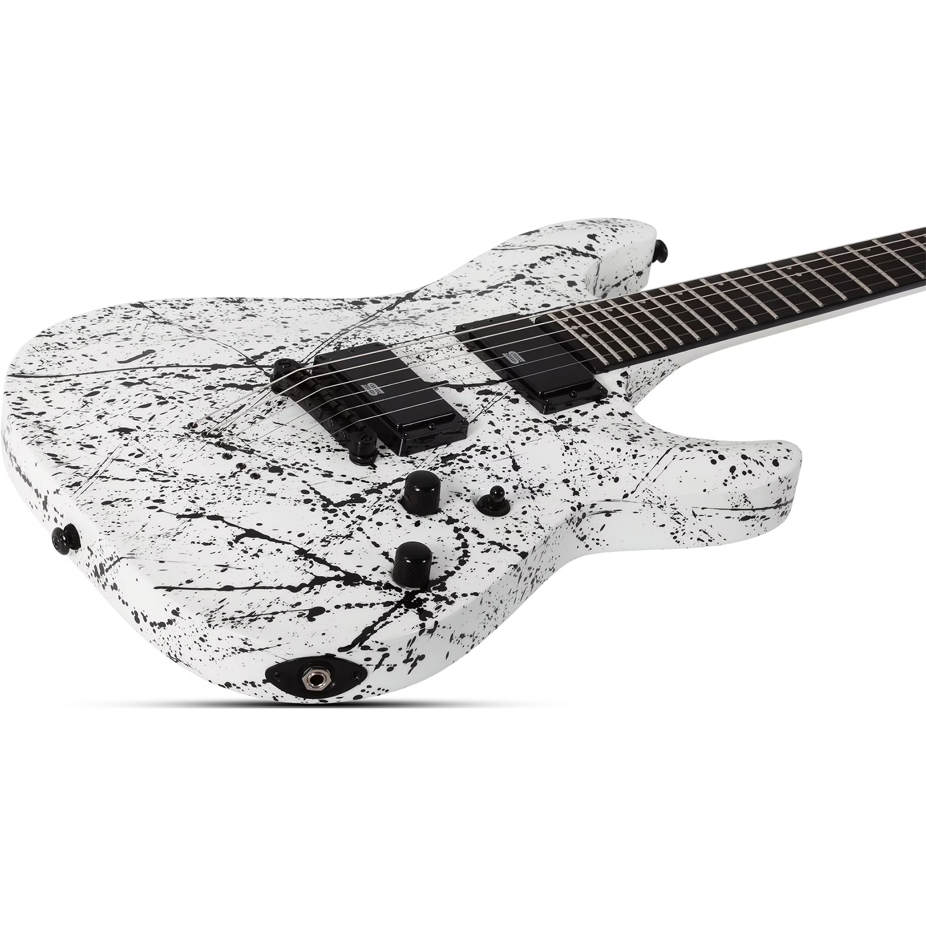 Schecter C-1 Ink Bomb Elektro Gitar (Black Ink Splatter) 2