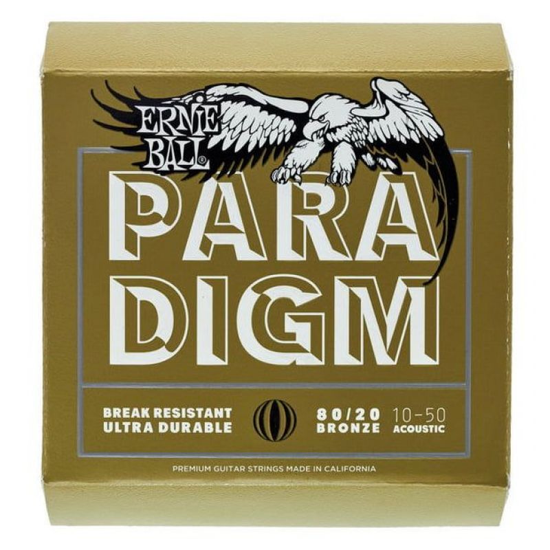 ERNIE BALL P02090 Paradigm Ekstra Light 80/20 Bronz 10-50 Akustik Gitar Tel Seti 1