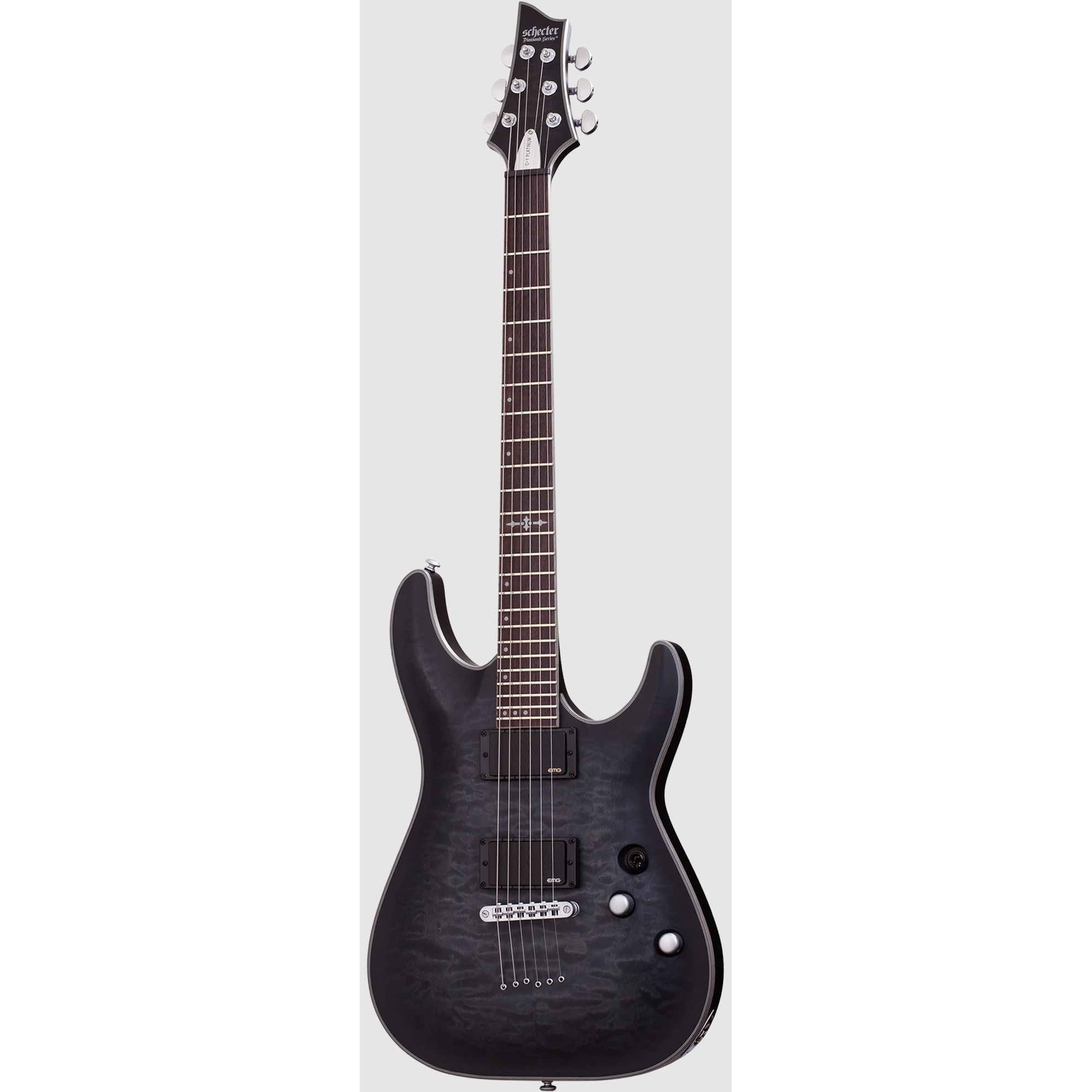 Schecter C-1 Platinum Elektro Gitar (See-Thru Siyah Saten) 2