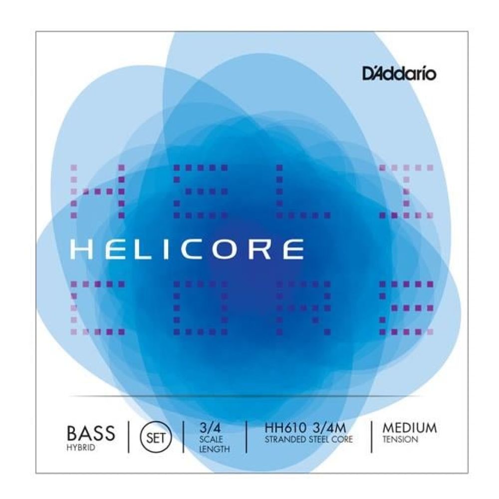 D'Addario HH610 3/4M D Kontrabas Tel Seti, Helicore, Hybrid, 3/4 Scale 2