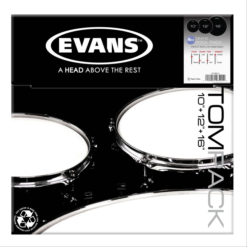 Evans Etp-Onx2-R Deri Seti (10+12+16) Tom Kumlu Siyah Rock Kit 2