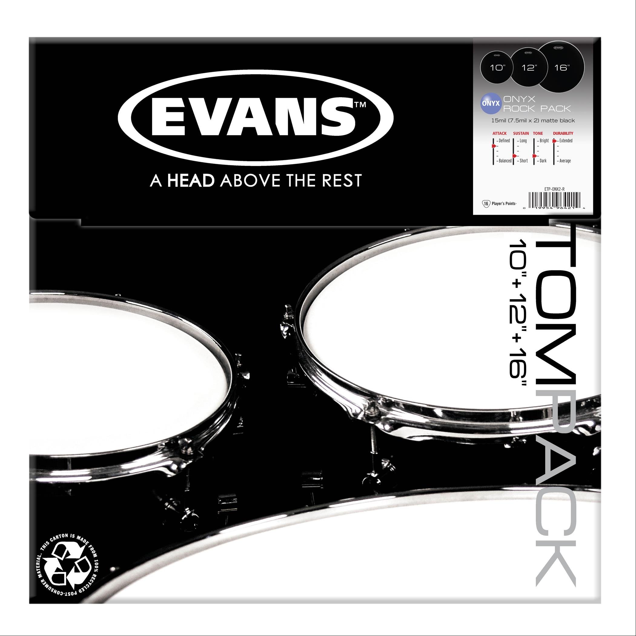 EVANS ETP-ONX2-R DERİ SETİ (10+12+16) TOM KUMLU SİYAH ROCK KİT 3