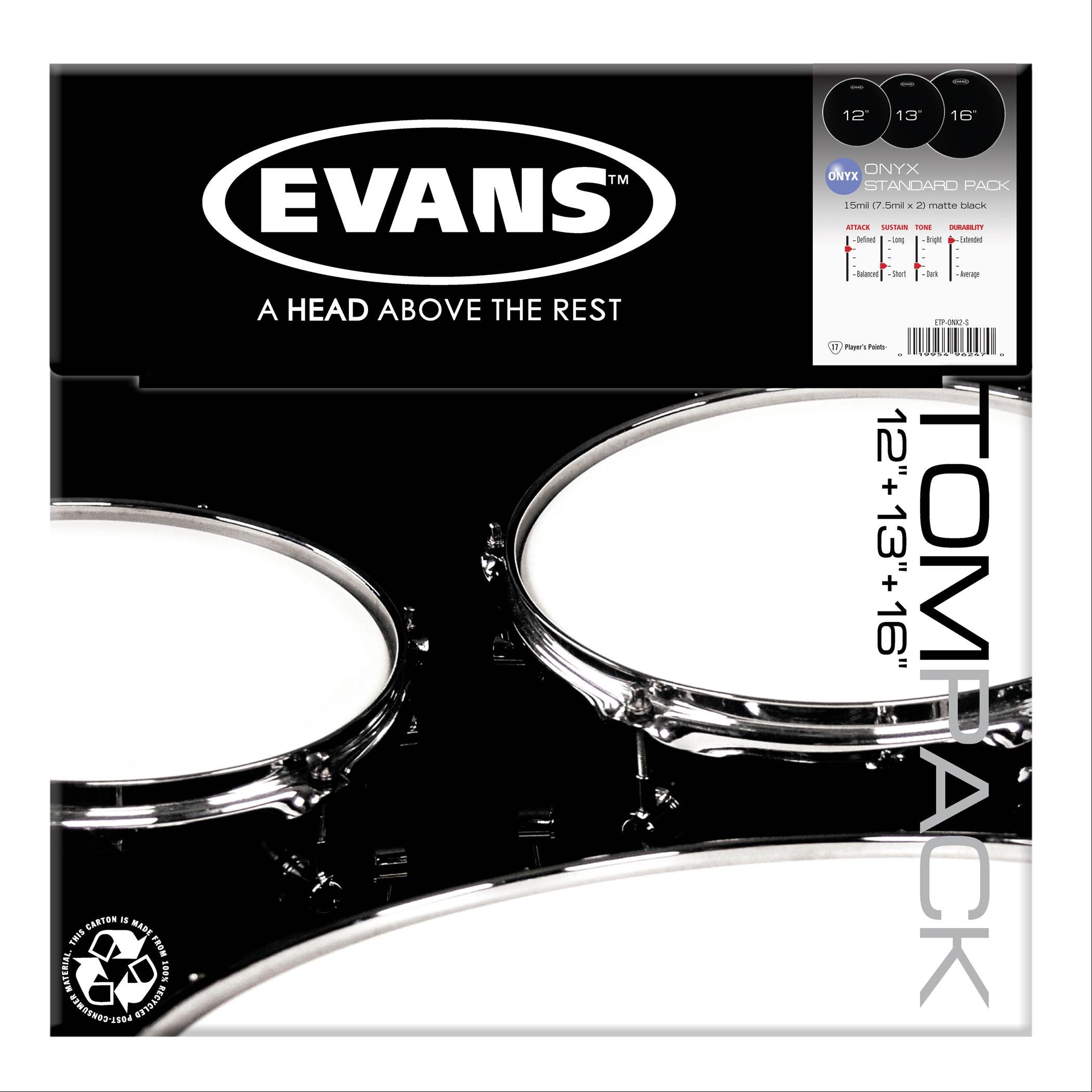 EVANS ETP-ONX2-S DERİ SETİ (12+13+16) TOM KUMLU SİYAH STANDART KİT 3