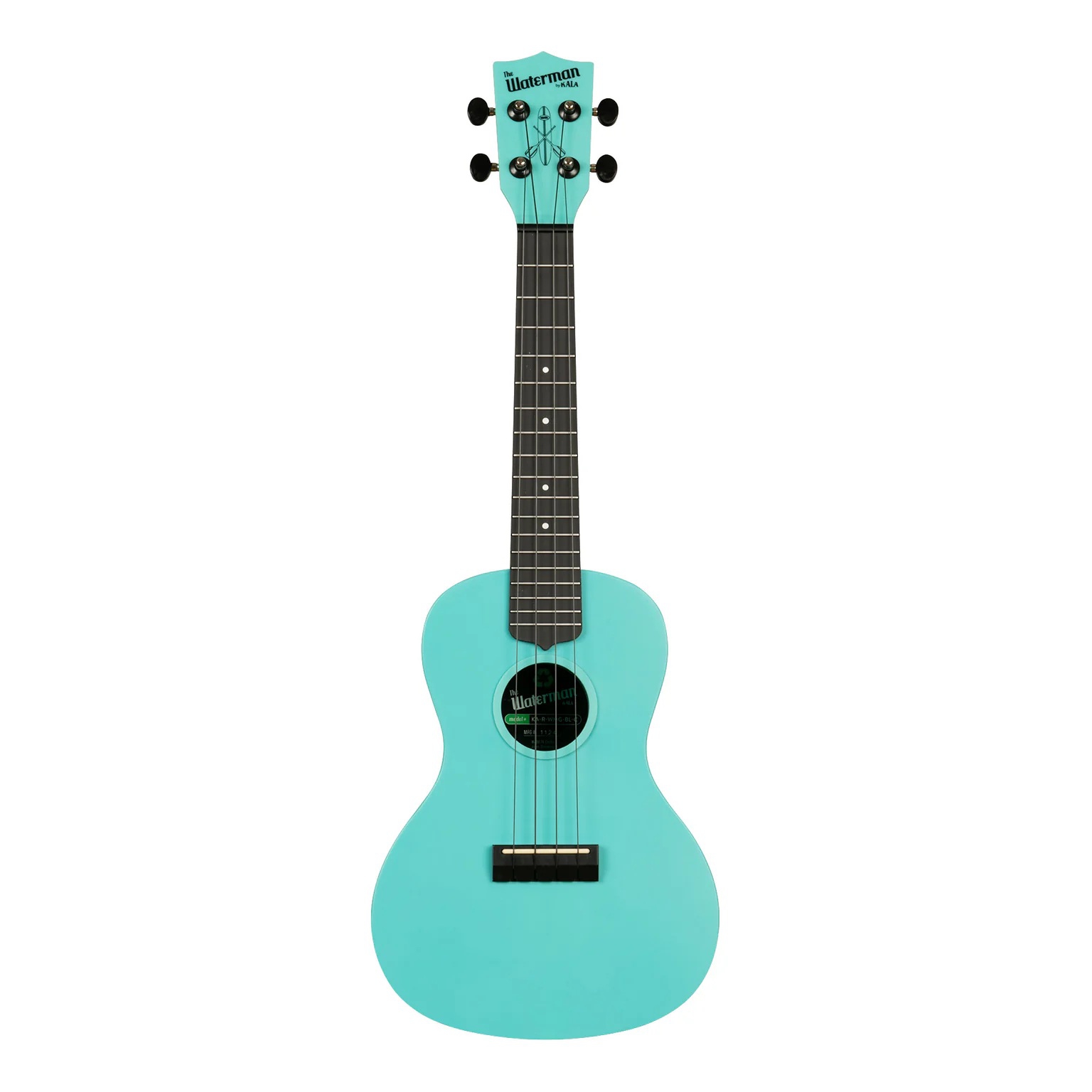 Kala Waterman Recycled Concert Ukulele (Aqua Mist - Glow In The Dark) 1