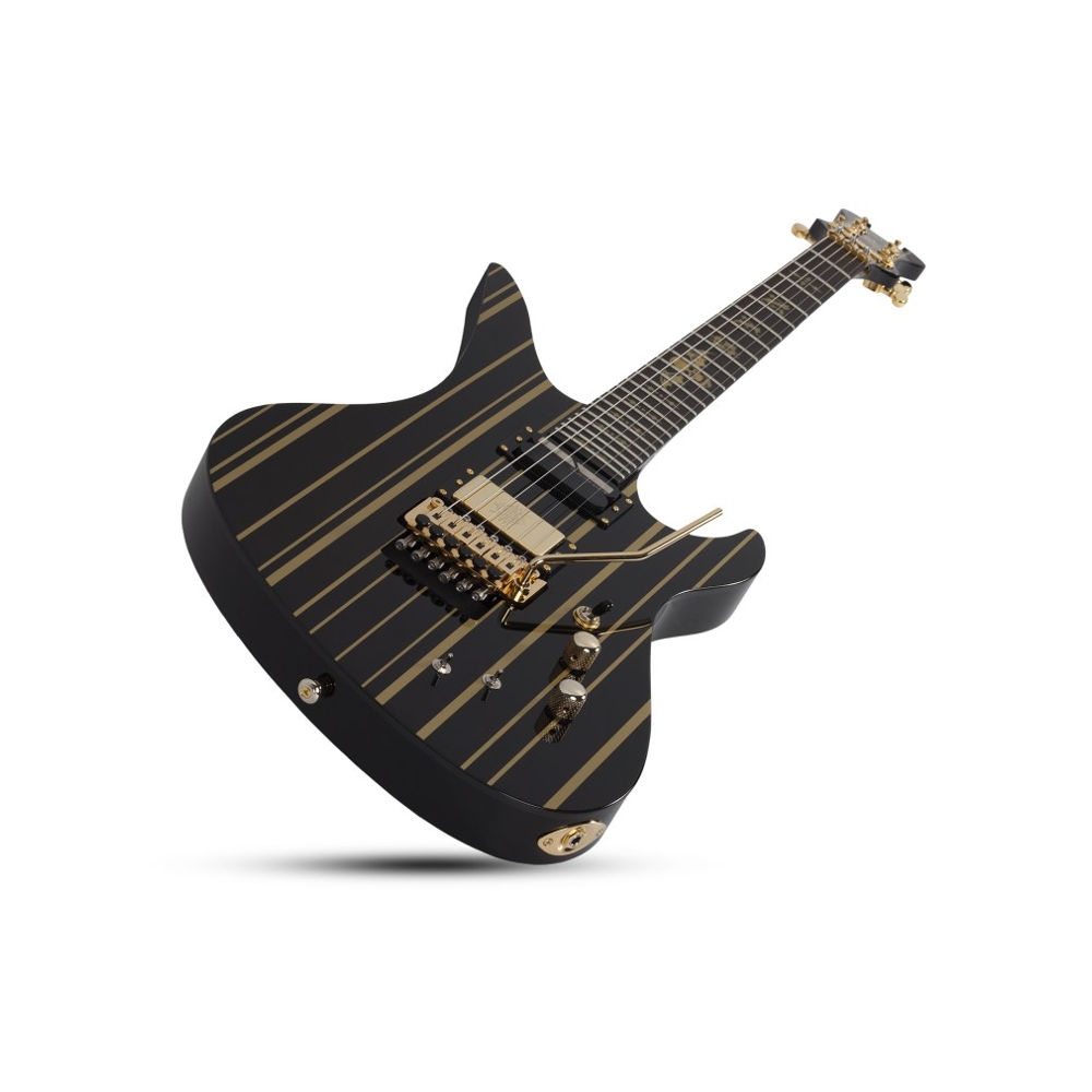 Schecter Synyster Custom FR Elektro Gitar (Gloss Black & Gold Stripes) 2