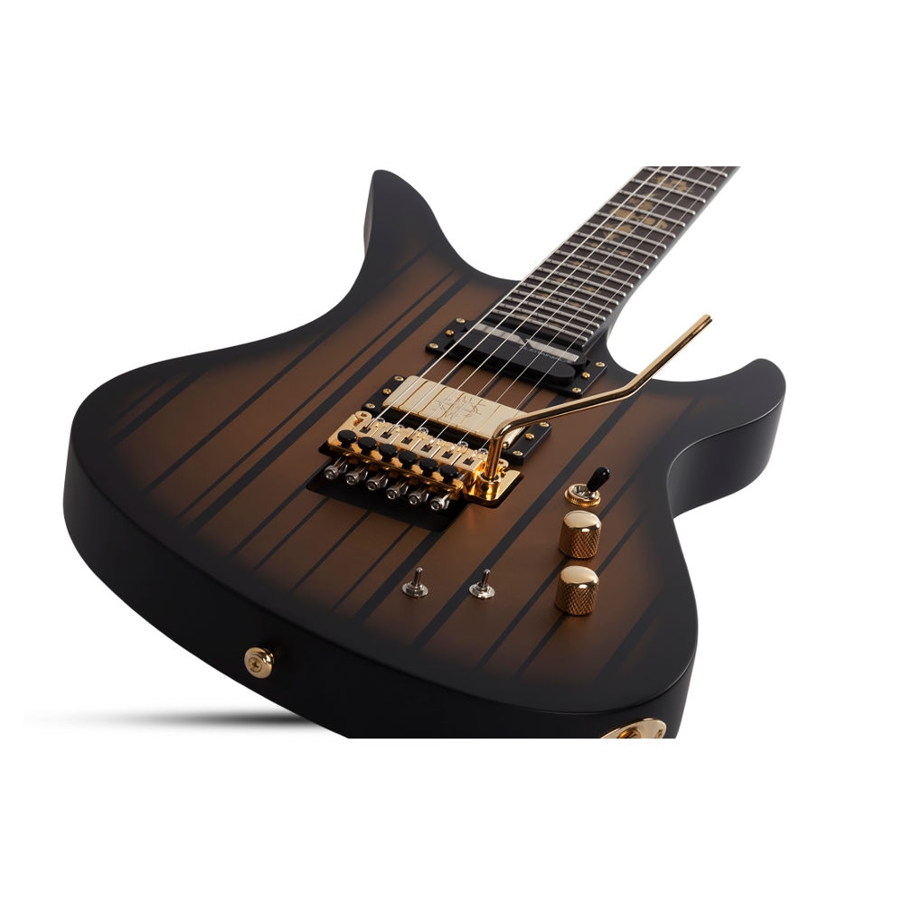 Schecter Synyster Custom FR Elektro Gitar (Gloss Black & Gold Stripes) 4