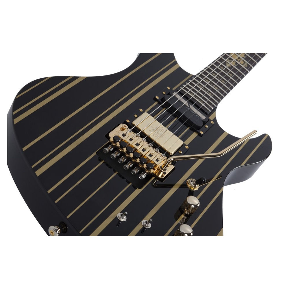 Schecter Synyster Custom FR Elektro Gitar (Gloss Black & Gold Stripes) 5