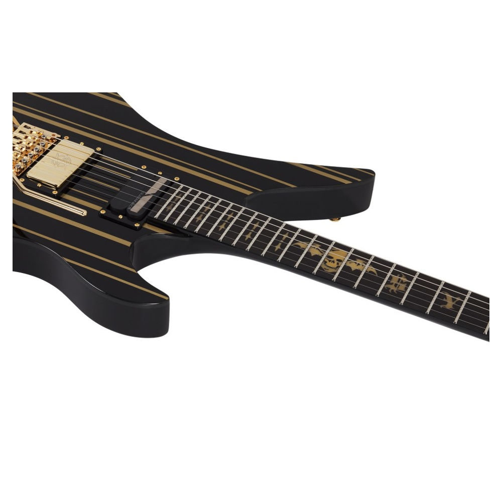 Schecter Synyster Custom FR Elektro Gitar (Gloss Black & Gold Stripes) 7