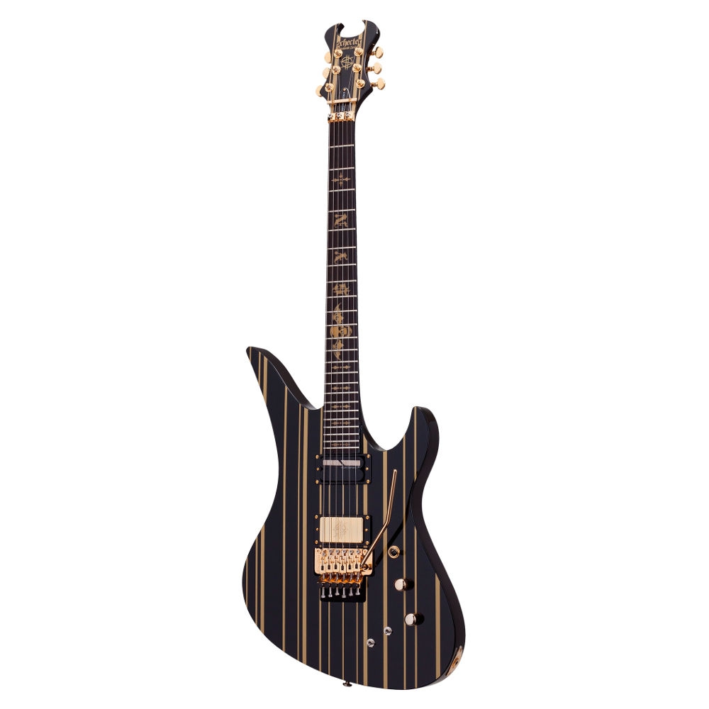 Schecter Synyster Custom FR Elektro Gitar (Gloss Black & Gold Stripes) 2