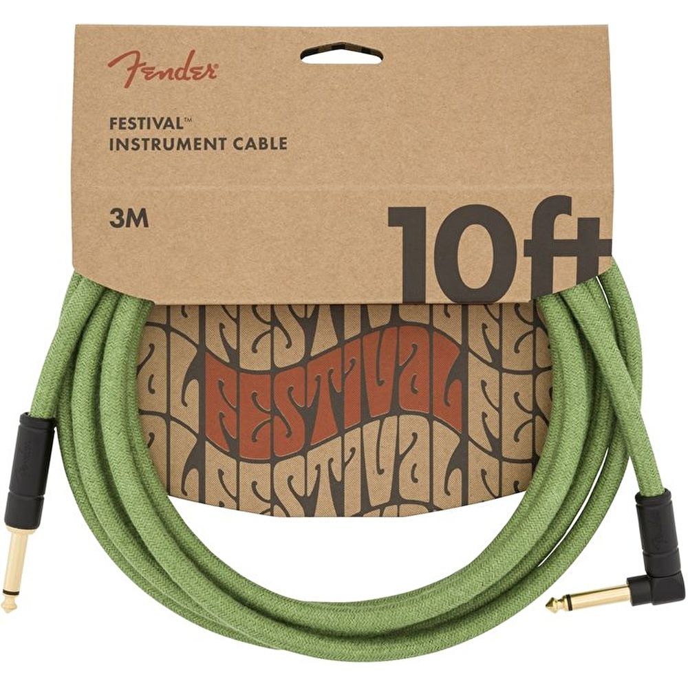 Fender Festival Düz/L Uçlu 3m Pure Hemp Yeşil Enstrüman Kablosu 2