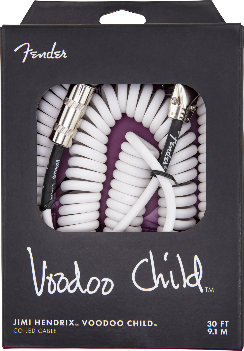 Fender Hendrix Voodoo Child Coil Düz/L Uçlu 9m Beyaz Enstrüman Kablosu 3
