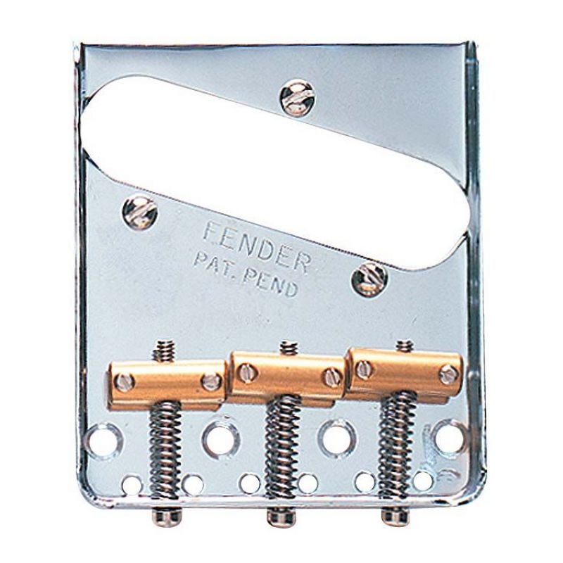 Fender 3-Saddle American Vintage Telecaster Bridge Assembly with Brass Saddles Chrome Köprü Yedek Parça 1