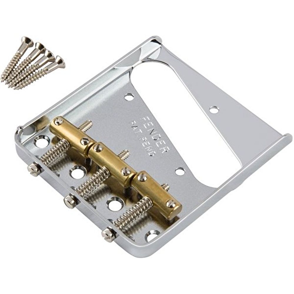 Fender 3-Saddle American Vintage Telecaster Bridge Assembly with Brass Saddles Chrome Köprü Yedek Parça 3