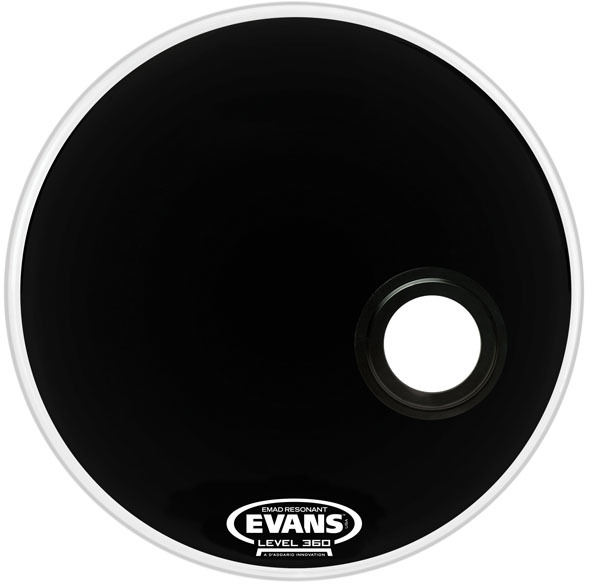 EVANS BD20REMAD 20" DERİ RESONANT KİCK SİYAH ÖN SÜNGERLİ DELİKLİ TEK KAT 1