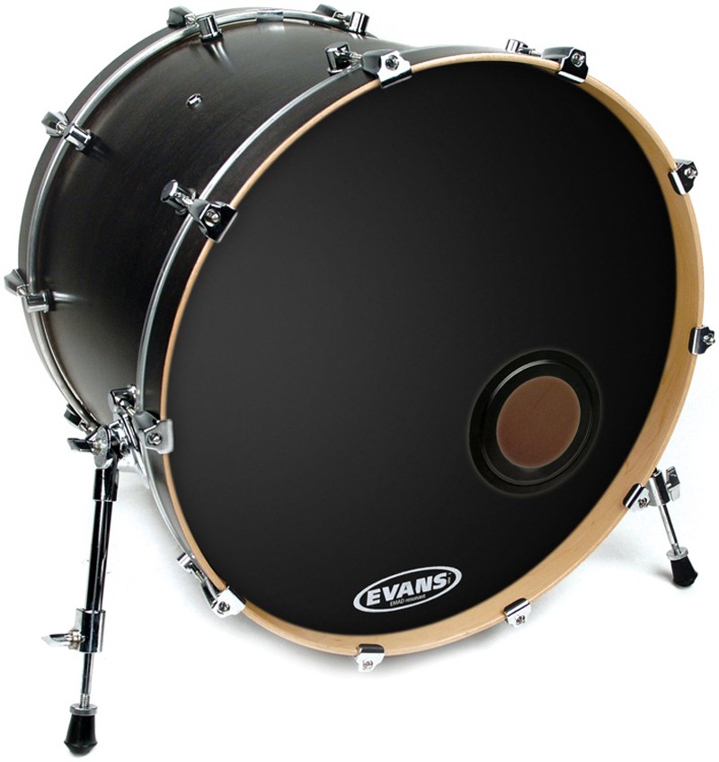 EVANS BD22REMAD 22" DERİ RESONANT KİCK SİYAH ÖN SÜNGERLİ 1