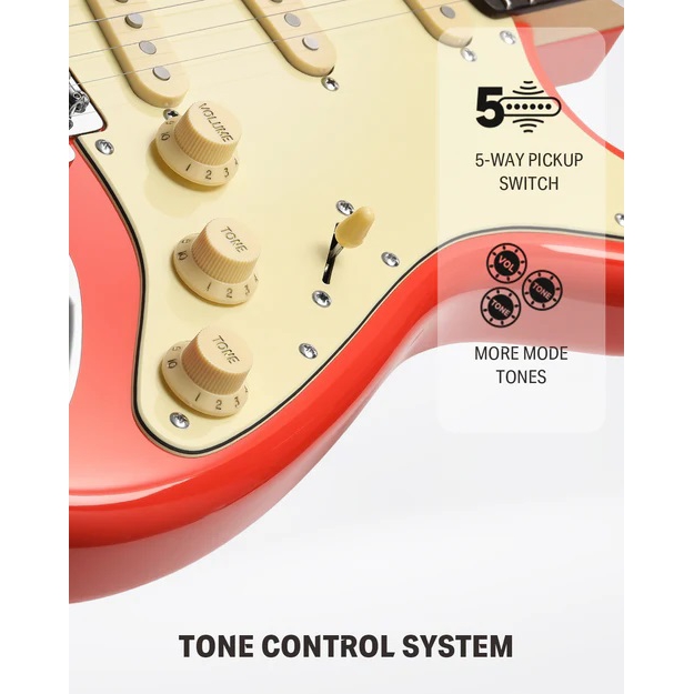 Donner DST-600 Elektro Gitar (Fiesta Red) 4