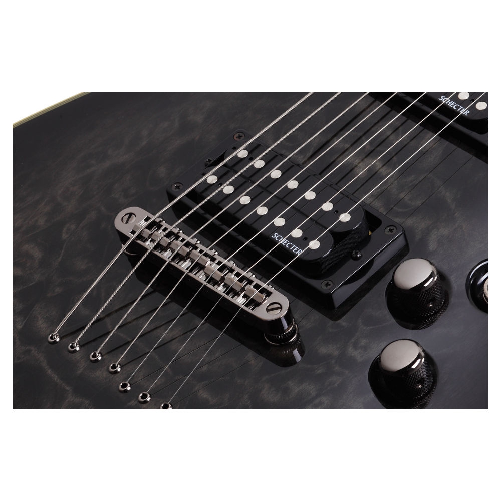 Schecter Omen Extreme 7 Telli Elektro Gitar (See-Thru Black) 5