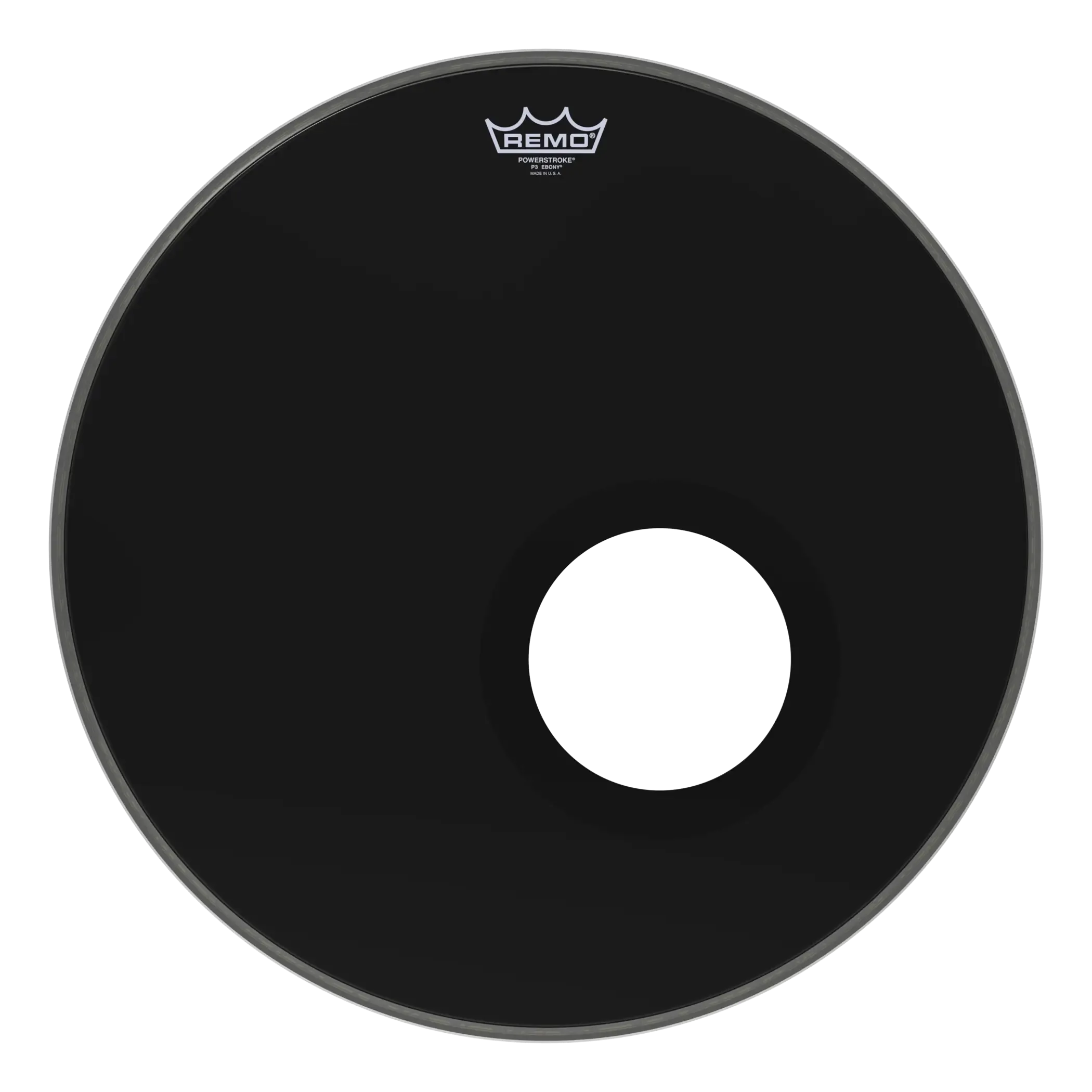 REMO POWERSTROKE® 3 EBONY® 20 İnç Siyah Delikli Bas Davul Derisi 1