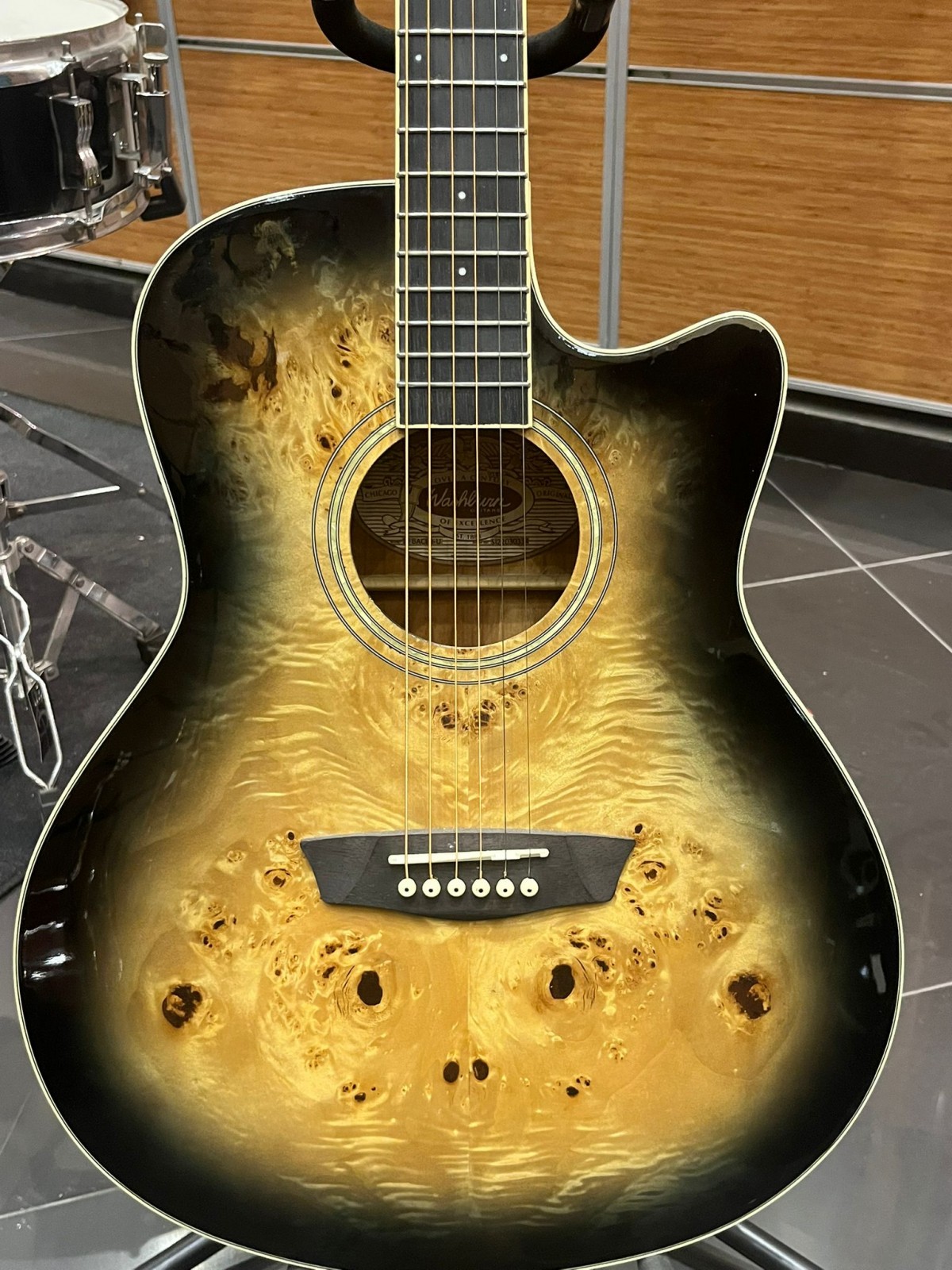 Outlet - Washburn Deep Forest Burl Ace Black Fade Elektro Akustik Gitar 2