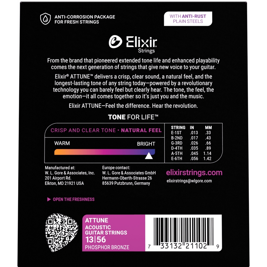 Elixir Attune Phosphor Bronze Medium Akustik Gitar Teli (13-56) 2