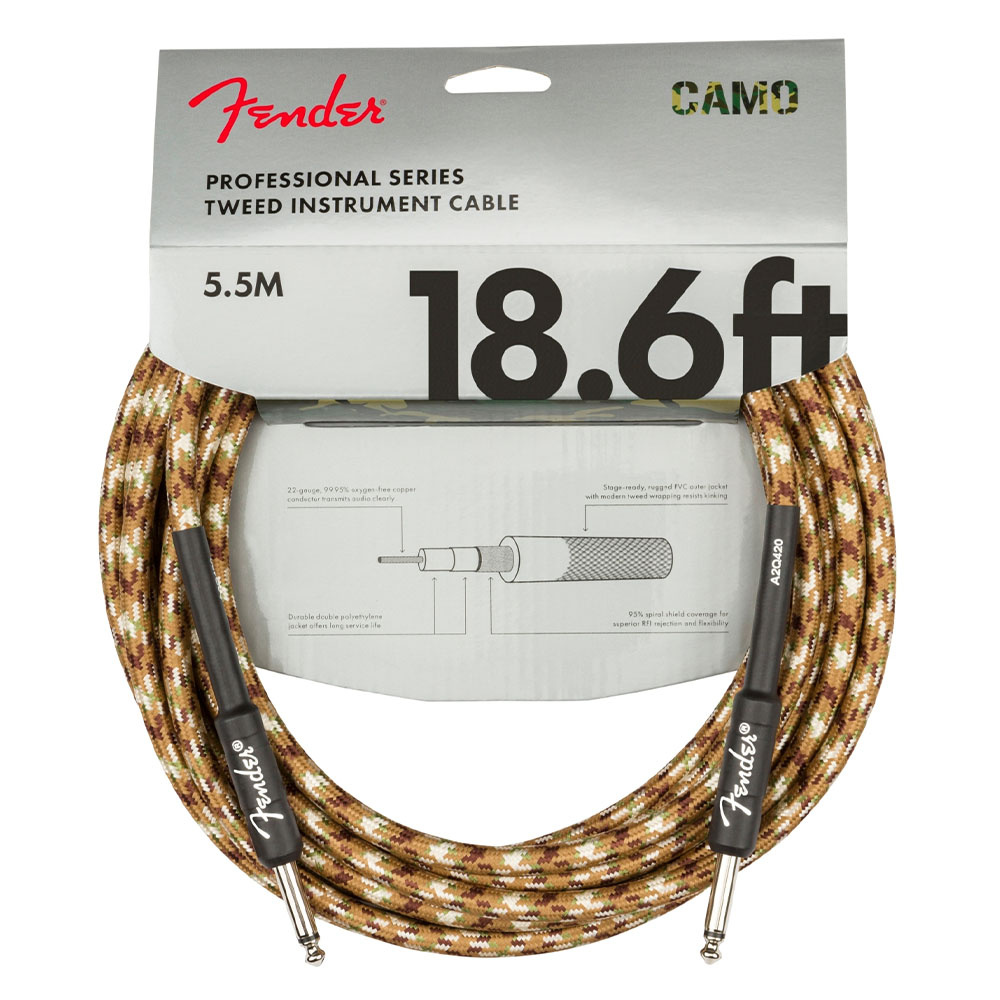 Fender Professional Düz/Düz Uçlu 5m Desert Camo Enstrüman Kablosu 2