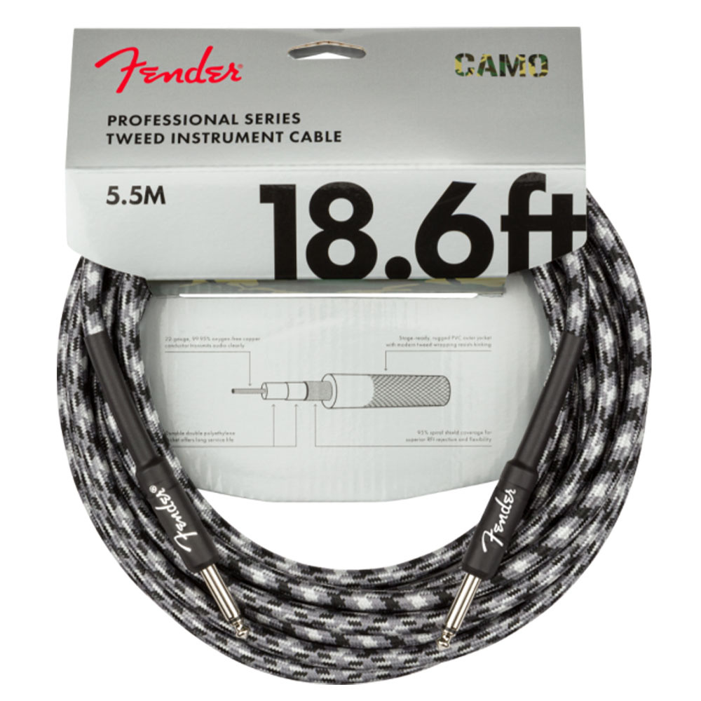 Fender Professional Düz/Düz Uçlu 5m Winter Camo Enstrüman Kablosu 1