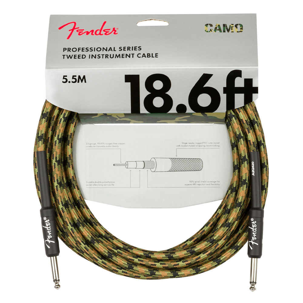Fender Professional Düz/Düz Uçlu 5m Woodland Camo Enstrüman Kablosu 1