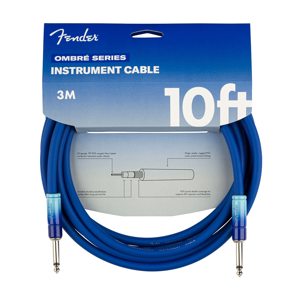 Fender Ombré Düz/Düz Uçlu 3m Belair Mavi Enstrüman Kablosu 2