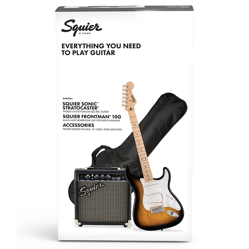 Squier Sonic Stratocaster 2 Ton Sunburst Frontman 10G Elektro Gitar Seti 1