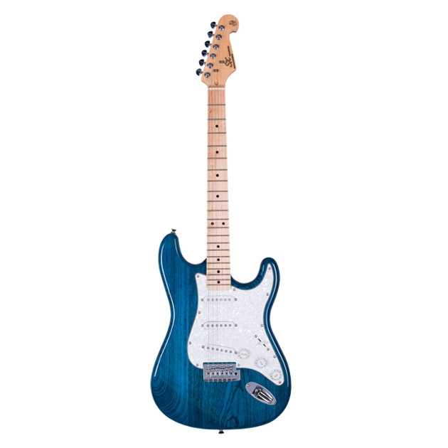 SX Stratocaster Elektro Gitar (Trans Blue) 1