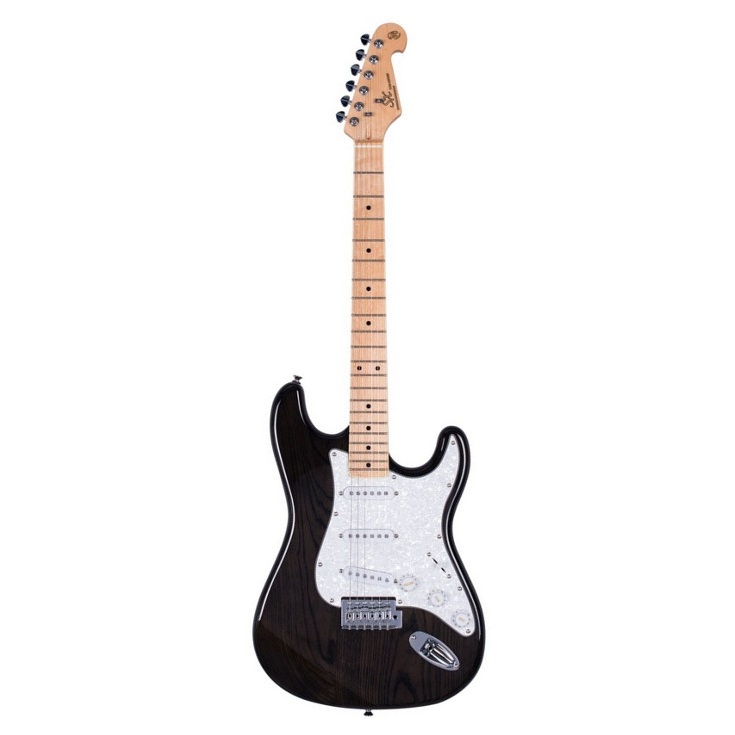 SX Stratocaster Elektro Gitar (Trans Black) 1