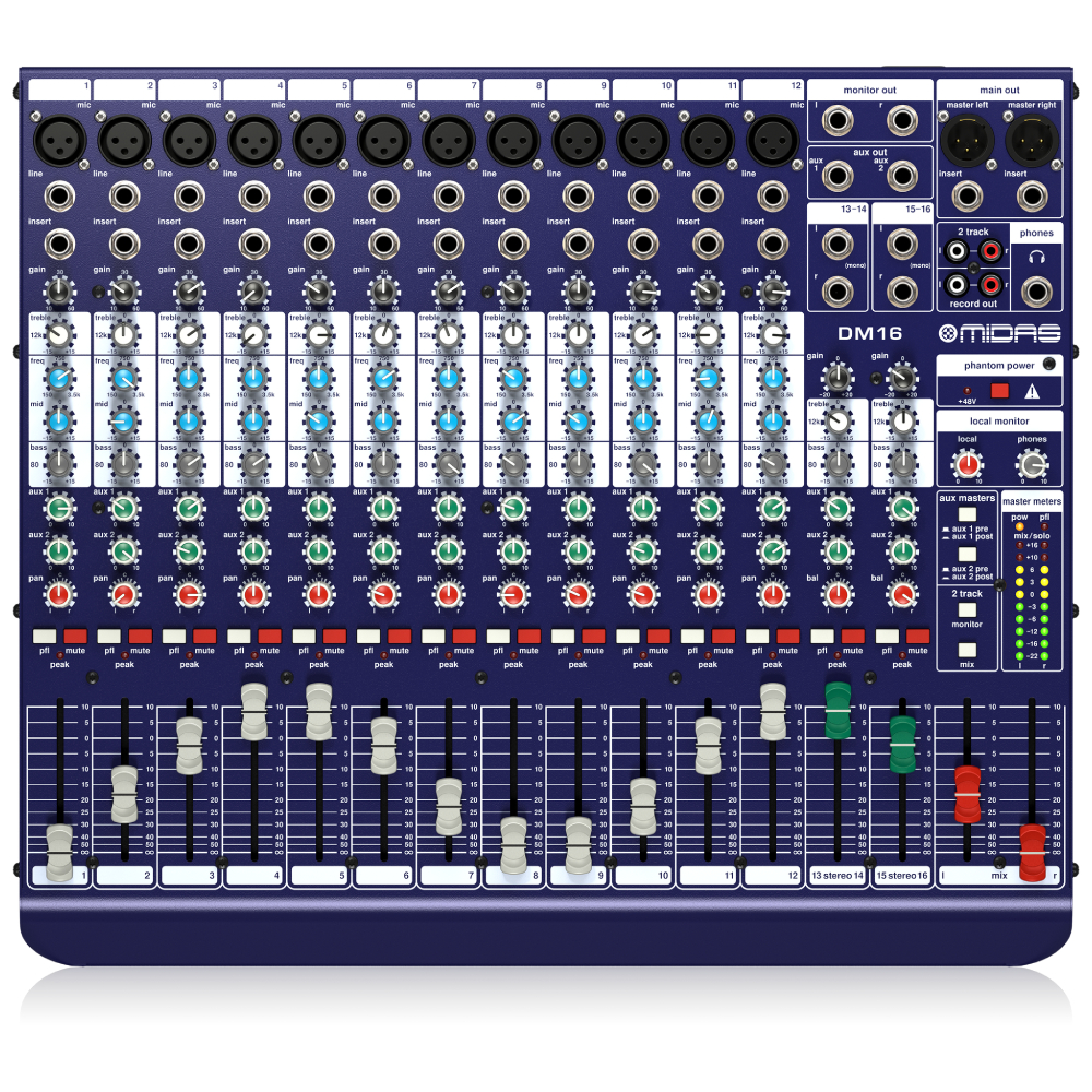 Midas DM16 16 Girişli Analog Canlı ve Stüdyo Mikseri 1