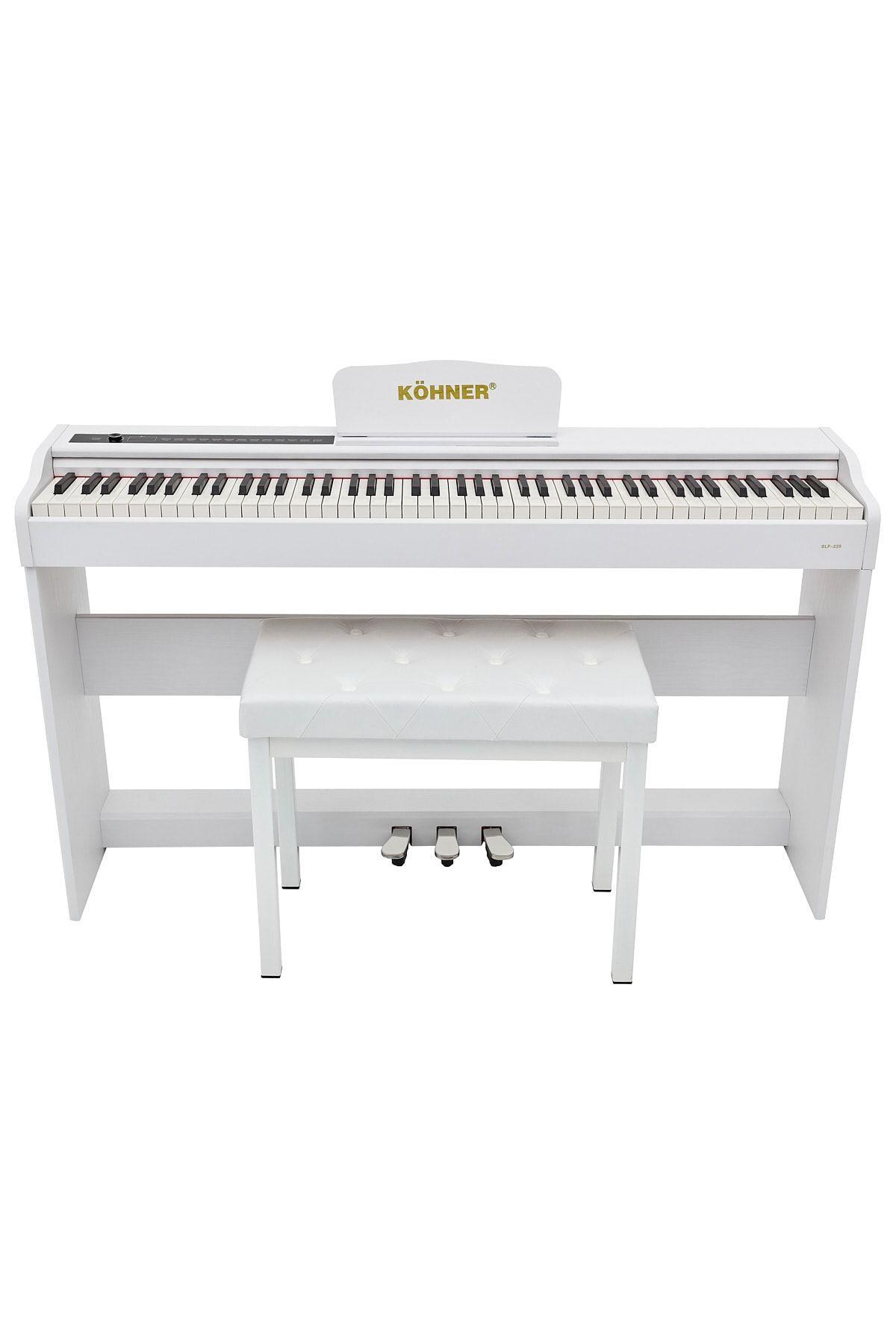 KÖHNER SLP-225 WH Dijital Konsol Piyano, Bluetooth, Tuş Hassasiyeti, 88 Tuşlu (KULAKLIK VE TABURE) 1