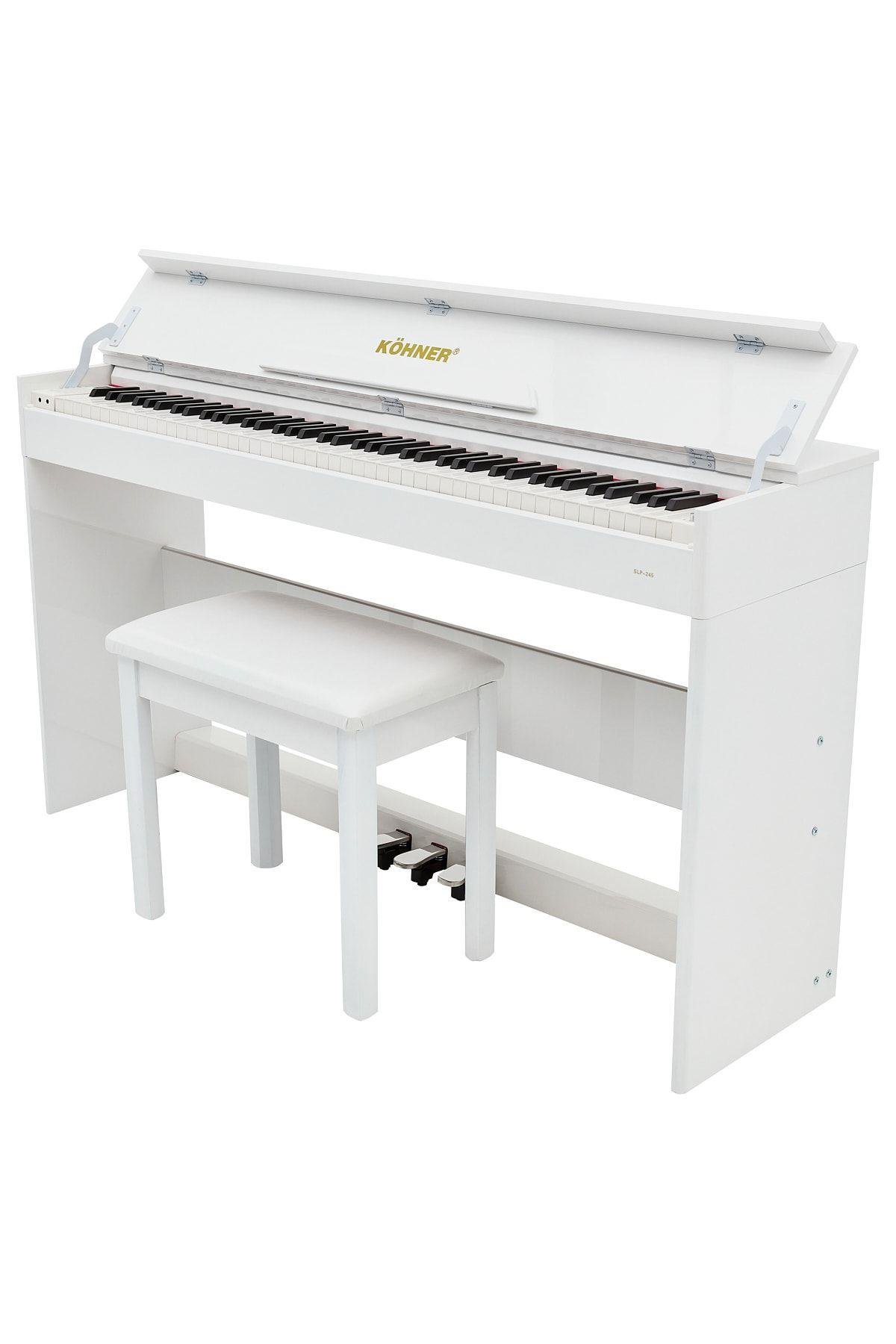 KÖHNER SLP-245 WH Dijital Konsol Piyano, Bluetooth, Tuş Hassasiyeti, 88 Tuşlu, Kapaklı (KULAKLIK VE TABURE) 1