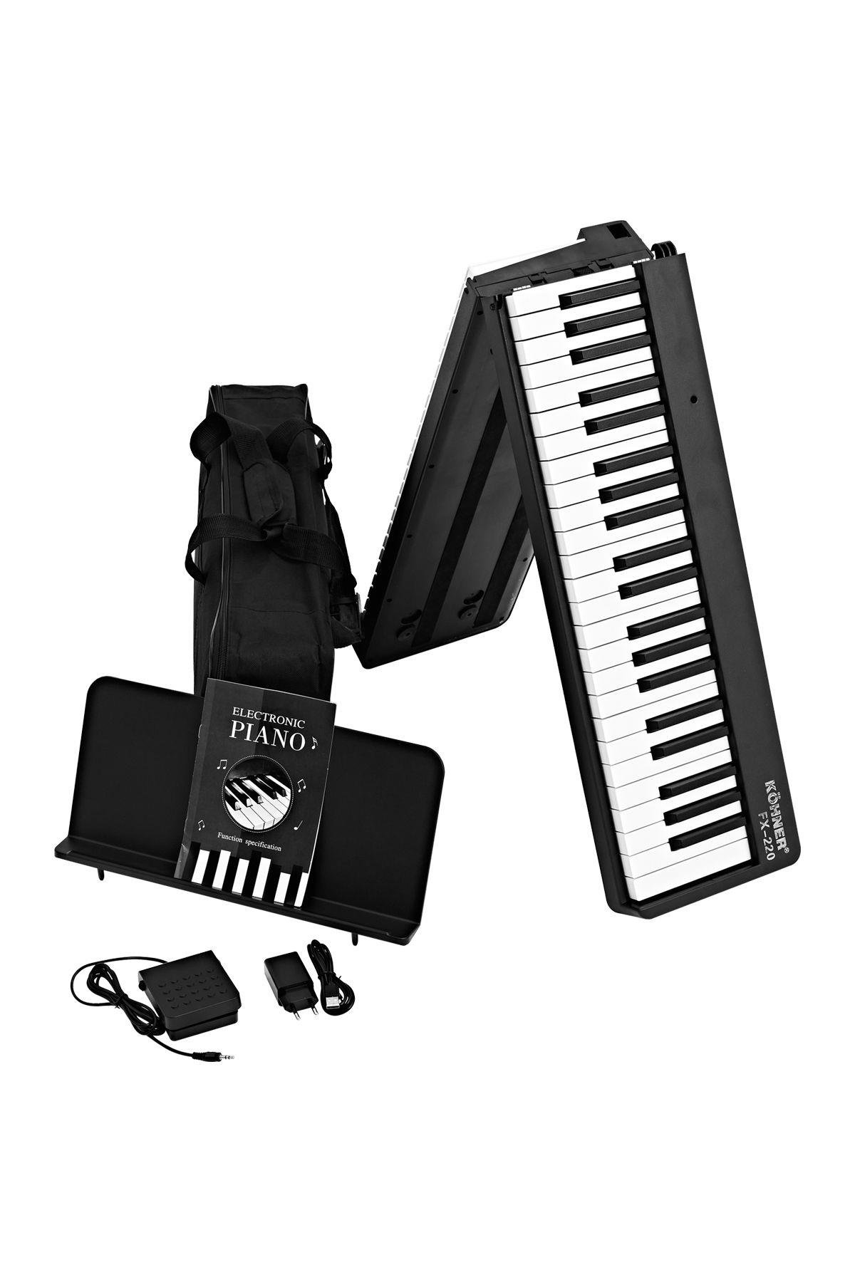 KÖHNER FX-220 Katlanabilir, Taşınabilir, Şarjlı Dijital Piyano (Dinamik Klavyeli, Tuş Hassasiyetli 88 Tuş) 1