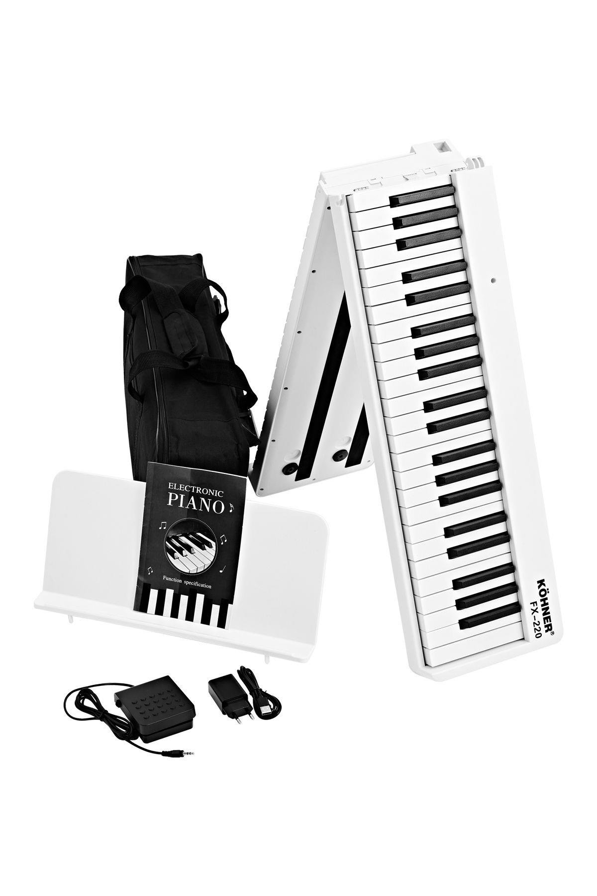KÖHNER FX-220 Katlanabilir, Taşınabilir, Şarjlı Dijital Piyano (Dinamik Klavyeli, Tuş Hassasiyetli 88 Tuş) 1