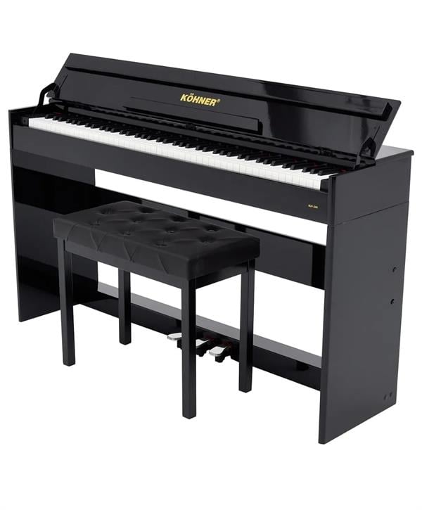 KÖHNER SLP-245 BK Dijital Konsol Piyano, Bluetooth, Tuş Hassasiyeti, 88 Tuşlu, Kapaklı (KULAKLIK VE TABURE) 1