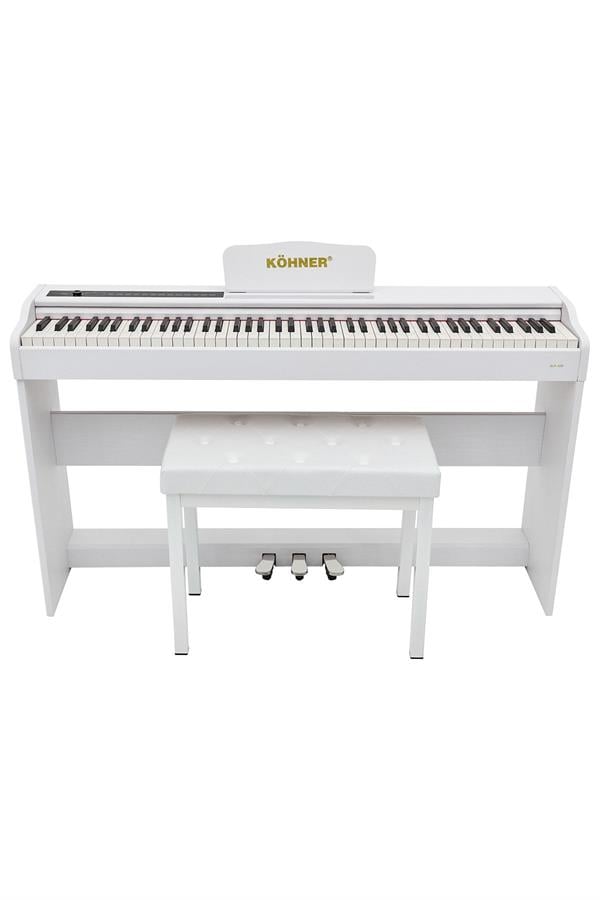 KÖHNER SLP-225 WH Dijital Konsol Piyano, Bluetooth, Tuş Hassasiyeti, 88 Tuşlu (KULAKLIK VE TABURE) 1