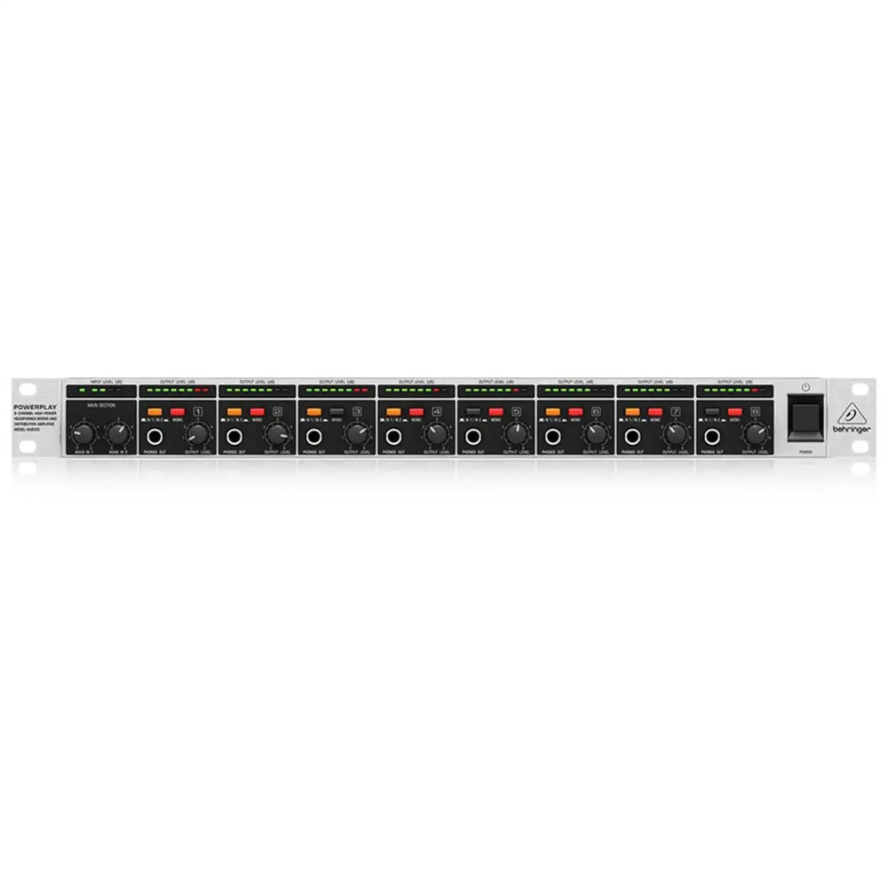 BEHRINGER POWERPLAY HA8000 V2 8-Kanal Yüksek Çıkışlı Kulaklık Mix ve Dağıtım Amfisi 1