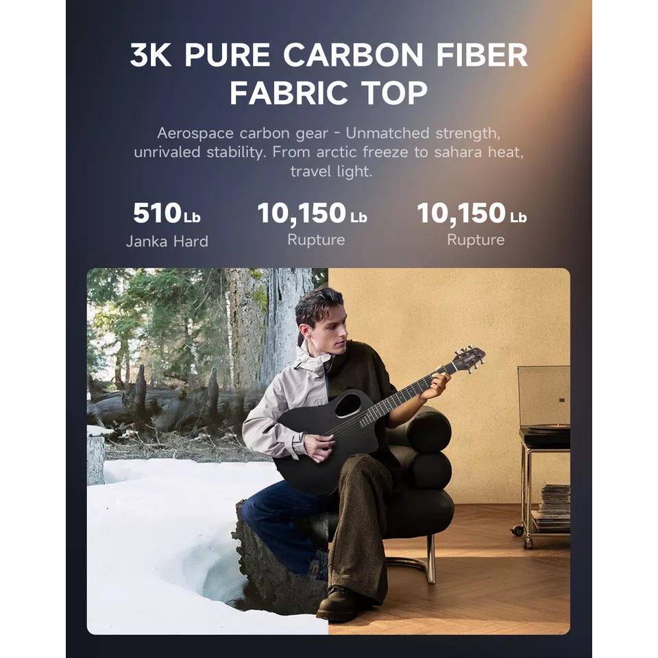 Donner RISING-G1 Carbon Fiber Akustik Gitar Seti (Kahverengi) 3
