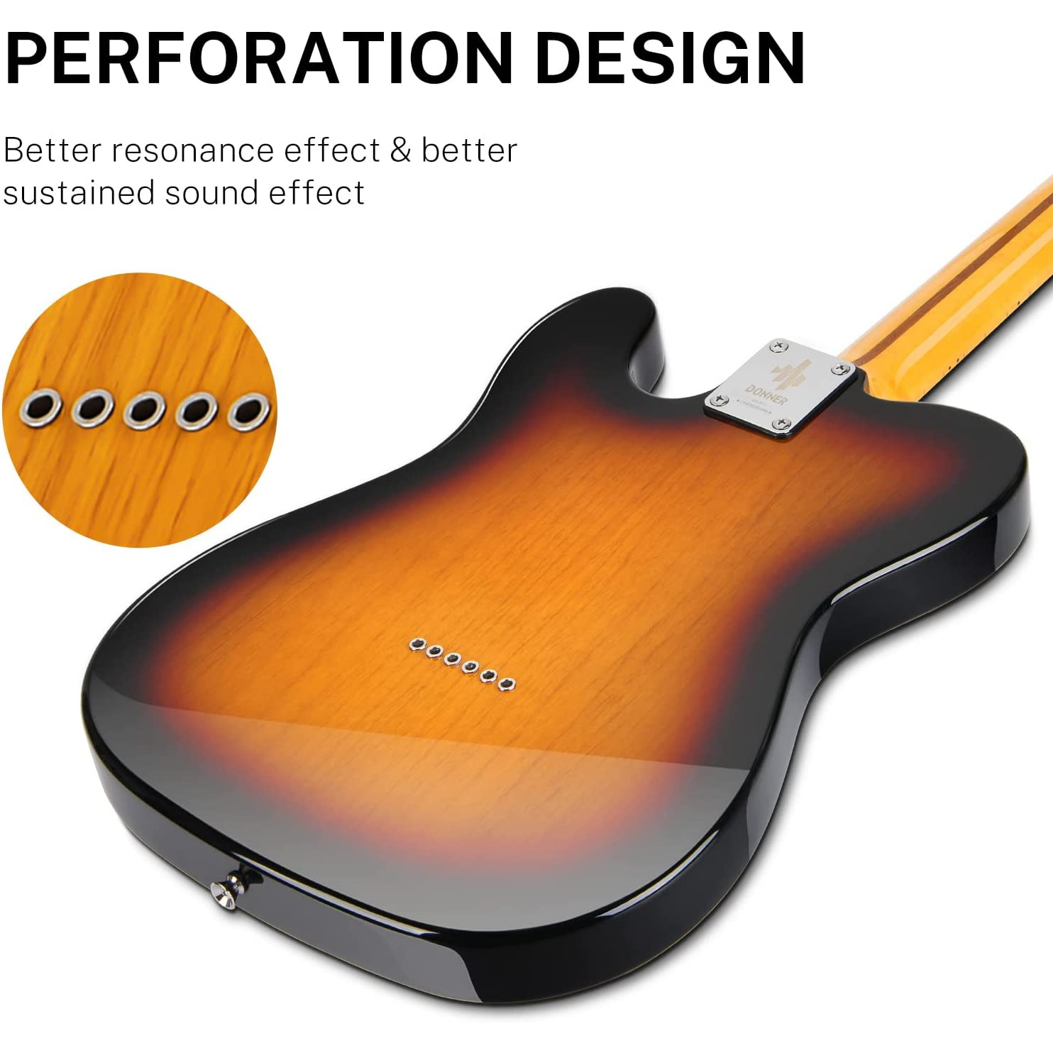 Donner DJC-1000S TL Thinline F Hole Elektro Gitar Paketi (Sunburst) 4