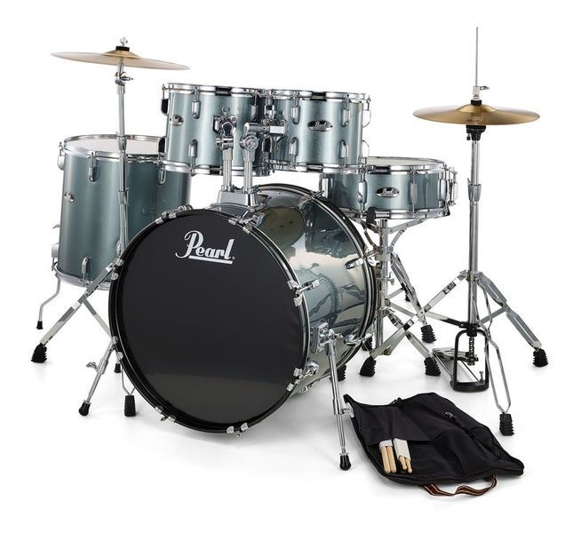 PEARL RS505C/C706 - Roadshow Charcoal Metallic 5 Parça (20B/10T/12T/14F/14S) Aksamlı & Zilli Akustik Davul Seti 1